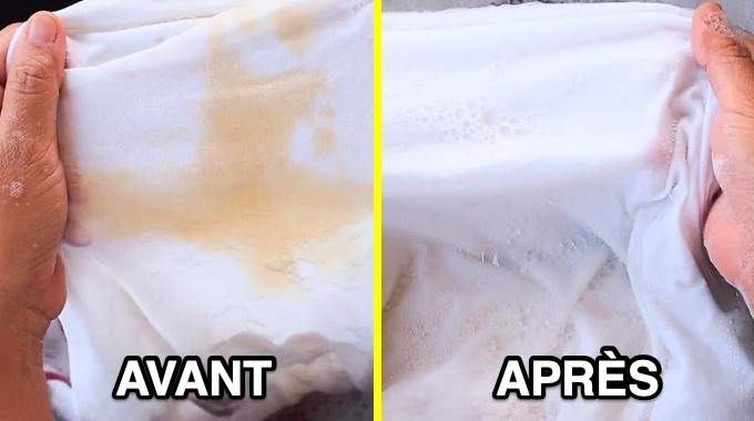 résultat nettoyage tache vêtement avant après